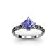 3 - Alicia Princess Cut Tanzanite and Black Diamond Engagement Ring 