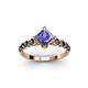 3 - Alicia Princess Cut Tanzanite and Black Diamond Engagement Ring 