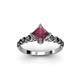 3 - Alicia Princess Cut Rhodolite Garnet and Black Diamond Engagement Ring 