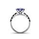4 - Alicia Square Cut Iolite and Black Diamond Engagement Ring 