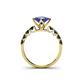 4 - Alicia Square Cut Iolite and Black Diamond Engagement Ring 