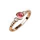 3 - Azalea Pink Tourmaline and Lab Grown Diamond Three Stone Engagement Ring 