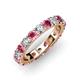 4 - Audrey 3.80 mm Pink Tourmaline and Diamond U Prong Eternity Band 