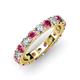 4 - Audrey 3.80 mm Pink Tourmaline and Diamond U Prong Eternity Band 