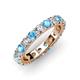 4 - Audrey 3.80 mm Blue Topaz and Lab Grown Diamond U Prong Eternity Band 