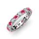 4 - Audrey 3.80 mm Rhodolite Garnet and Lab Grown Diamond U Prong Eternity Band 