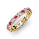 4 - Audrey 3.80 mm Rhodolite Garnet and Lab Grown Diamond U Prong Eternity Band 