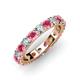4 - Audrey 3.80 mm Rhodolite Garnet and Lab Grown Diamond U Prong Eternity Band 