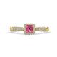 1 - Emily Classic 5.50 mm Princess Cut Pink Tourmaline and Round Diamond Micro Pave Tapered Shank Halo Engagement Ring 