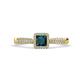 1 - Emily Classic 5.50 mm Princess Cut London Blue Topaz and Round Diamond Micro Pave Tapered Shank Halo Engagement Ring 