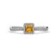 1 - Emily Classic 5.50 mm Princess Cut Citrine and Round Diamond Micro Pave Tapered Shank Halo Engagement Ring 