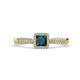 1 - Emily Classic 5.50 mm Princess Cut Blue Diamond and Round White Diamond Micro Pave Tapered Shank Halo Engagement Ring 