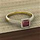 2 - Emily Classic 5.50 mm Princess Cut Red Garnet and Round Diamond Micro Pave Tapered Shank Halo Engagement Ring 
