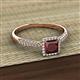 2 - Emily Classic 5.50 mm Princess Cut Red Garnet and Round Diamond Micro Pave Tapered Shank Halo Engagement Ring 