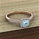 2 - Emily Classic 5.50 mm Princess Cut Aquamarine and Round Diamond Micro Pave Tapered Shank Halo Engagement Ring 
