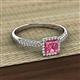 2 - Emily Classic 5.50 mm Princess Cut Pink Tourmaline and Round Diamond Micro Pave Tapered Shank Halo Engagement Ring 
