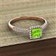 2 - Emily Classic 5.50 mm Princess Cut Peridot and Round Diamond Micro Pave Tapered Shank Halo Engagement Ring 