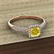 2 - Emily Classic 5.50 mm Princess Cut Lab Created Yellow Sapphire and Round Diamond Micro Pave Tapered Shank Halo Engagement Ring 