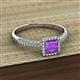 2 - Emily Classic 5.50 mm Princess Cut Amethyst and Round Diamond Micro Pave Tapered Shank Halo Engagement Ring 