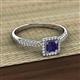 2 - Emily Classic 5.50 mm Princess Cut Iolite and Round Diamond Micro Pave Tapered Shank Halo Engagement Ring 