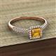 2 - Emily Classic 5.50 mm Princess Cut Citrine and Round Diamond Micro Pave Tapered Shank Halo Engagement Ring 