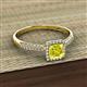 2 - Emily Classic 5.50 mm Princess Cut Yellow Diamond and Round White Diamond Micro Pave Tapered Shank Halo Engagement Ring 