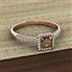 2 - Emily Classic 5.50 mm Princess Cut Smoky Quartz and Round Diamond Micro Pave Tapered Shank Halo Engagement Ring 