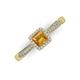 3 - Emily Classic 5.50 mm Princess Cut Citrine and Round Diamond Micro Pave Tapered Shank Halo Engagement Ring 