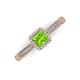 3 - Emily Classic 5.50 mm Princess Cut Peridot and Round Diamond Micro Pave Tapered Shank Halo Engagement Ring 