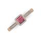 3 - Emily Classic 5.50 mm Princess Cut Rhodolite Garnet and Round Diamond Micro Pave Tapered Shank Halo Engagement Ring 