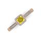 3 - Emily Classic 5.50 mm Princess Cut Lab Created Yellow Sapphire and Round Diamond Micro Pave Tapered Shank Halo Engagement Ring 