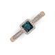 3 - Emily Classic 5.50 mm Princess Cut London Blue Topaz and Round Diamond Micro Pave Tapered Shank Halo Engagement Ring 