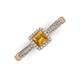 3 - Emily Classic 5.50 mm Princess Cut Citrine and Round Diamond Micro Pave Tapered Shank Halo Engagement Ring 