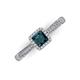 3 - Emily Classic 5.50 mm Princess Cut London Blue Topaz and Round Diamond Micro Pave Tapered Shank Halo Engagement Ring 