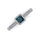 3 - Emily Classic 5.50 mm Princess Cut Blue Diamond and Round White Diamond Micro Pave Tapered Shank Halo Engagement Ring 