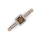 3 - Emily Classic 5.50 mm Princess Cut Smoky Quartz and Round Diamond Micro Pave Tapered Shank Halo Engagement Ring 