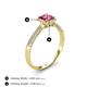 4 - Emily Classic 5.50 mm Princess Cut Pink Tourmaline and Round Diamond Micro Pave Tapered Shank Halo Engagement Ring 