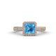 1 - Emily Classic 6.50 mm Princess Cut Blue Topaz and Round Diamond Micro Pave Tapered Shank Halo Engagement Ring 