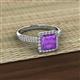 2 - Emily Classic 6.50 mm Princess Cut Amethyst and Round Diamond Micro Pave Tapered Shank Halo Engagement Ring 