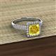 2 - Emily Classic 6.50 mm Princess Cut Chatham Created Yellow Sapphire and Round Natural Diamond Micro Pave Tapered Shank Halo Engagement Ring 