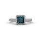 1 - Emily Classic 6.50 mm Princess Cut London Blue Topaz and Round Diamond Micro Pave Tapered Shank Halo Engagement Ring 