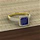2 - Emily Classic 6.50 mm Princess Cut Chatham Created Blue Sapphire and Round Natural Diamond Micro Pave Tapered Shank Halo Engagement Ring 