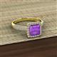 2 - Emily Classic 6.50 mm Princess Cut Amethyst and Round Diamond Micro Pave Tapered Shank Halo Engagement Ring 