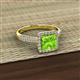 2 - Emily Classic 6.50 mm Princess Cut Peridot and Round Diamond Micro Pave Tapered Shank Halo Engagement Ring 