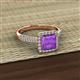 2 - Emily Classic 6.50 mm Princess Cut Amethyst and Round Diamond Micro Pave Tapered Shank Halo Engagement Ring 