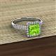2 - Emily Classic 6.50 mm Princess Cut Peridot and Round Diamond Micro Pave Tapered Shank Halo Engagement Ring 