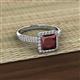 2 - Emily Classic 6.50 mm Princess Cut Red Garnet and Round Diamond Micro Pave Tapered Shank Halo Engagement Ring 