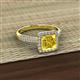 2 - Emily Classic 6.50 mm Princess Cut Chatham Created Yellow Sapphire and Round Natural Diamond Micro Pave Tapered Shank Halo Engagement Ring 