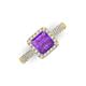 3 - Emily Classic 6.50 mm Princess Cut Amethyst and Round Diamond Micro Pave Tapered Shank Halo Engagement Ring 