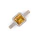 3 - Emily Classic 6.50 mm Princess Cut Citrine and Round Diamond Micro Pave Tapered Shank Halo Engagement Ring 